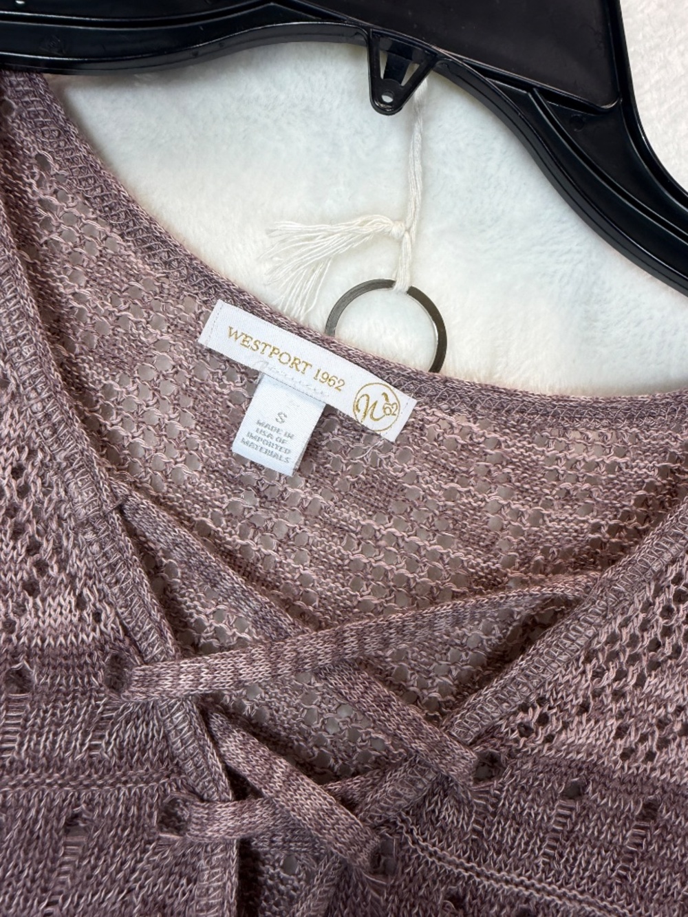 Westport 1962 Sweater Womens Size Small Purple Open Knit Short Sleeve Casual - Picture 2 of 8